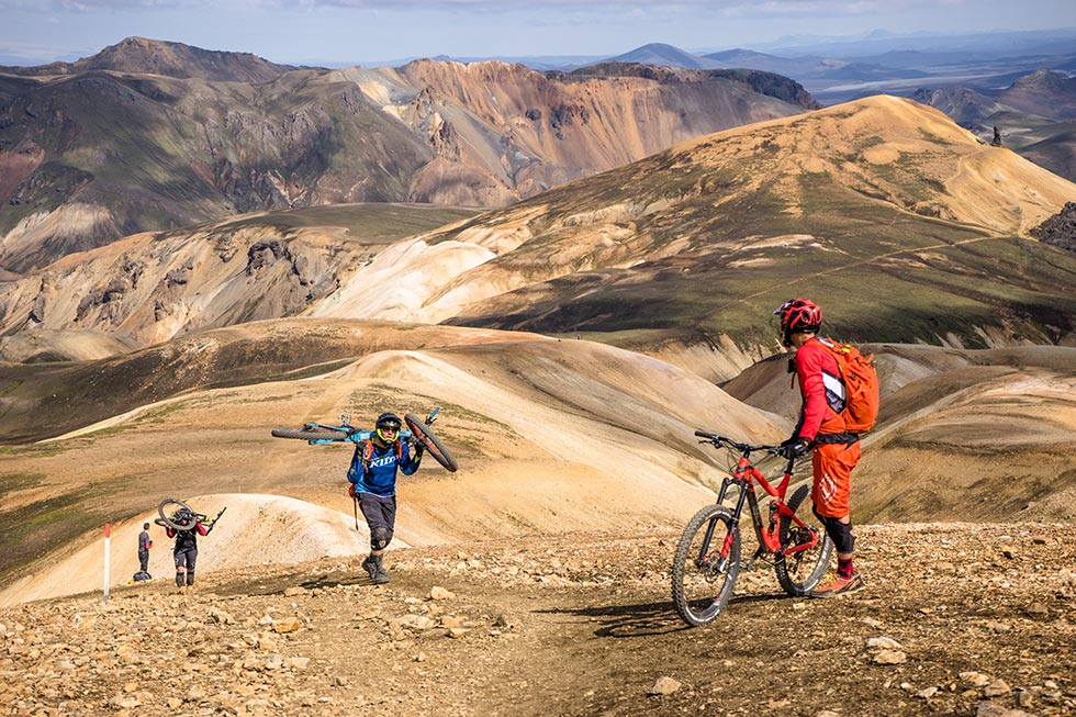 Islanda sentiero Landmannalaugar in mountain bike